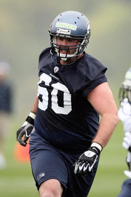 RENTON, WA - MAY 2:  Max Unger #60 of the Seattle Seahawks runs drills during minicamp at the Seahawks training facility on May 2, 2009 in Renton, Washington. (Photo by Otto Greule Jr/Getty Images) 