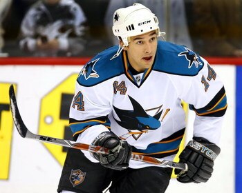 ST. PAUL, MN - DECEMBER 31:  Jonathan Cheechoo #14 of the San Jose Sharks skates in warmups before a game against the Minnesota Wild December 31, 2008 at the Xcel Energy Center in St. Paul, Minnesota. (Photo by Scott A. Schneider/Getty Images)