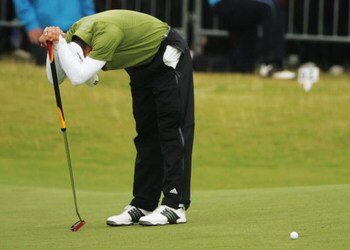 CARNOUSTIE, UNITED KINGDOM - JULY 22:  Sergio Garcia of Spain reacts to a missed par putt on the 18th green during the final round of The 136th Open Championship at the Carnoustie Golf Club on July 22, 2007 in Carnoustie, Scotland.  (Photo by Andy Lyons/G