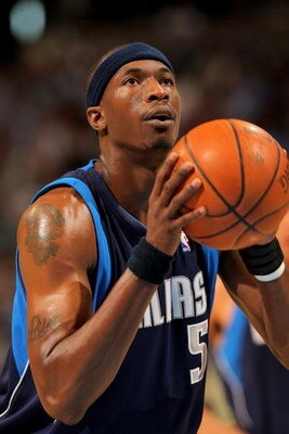 DENVER - MAY 03:  Josh Howard #5 of the Dallas Mavericks takes a free throw against the Denver Nuggets in Game One of the Western Conference Semifinals during the 2009 NBA Playoffs at Pepsi Center on May 3, 2009 in Denver, Colorado. The Nuggets defeated t