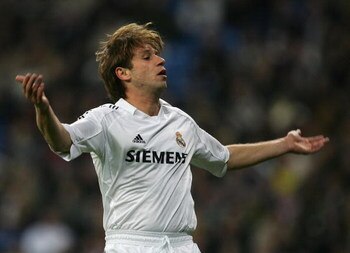 MADRID, SPAIN - JANUARY 21: Antonio Cassano of Real Madrid urges on the fans during a Primera Liga match between Real Madrid and Cadiz at the Santiago Bernabeu stadium on January 21, 2006 in Madrid, Spain.  (Photo by Denis Doyle/Getty Images)