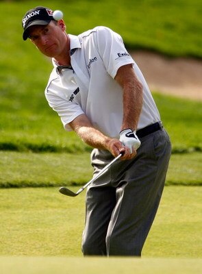 BETHESDA, MD - JULY 04:  Jim Furyk hits a pitch shot on the 16th hole during the third round of the AT&T National at the Congressional Country Club on July 4, 2009 in Bethesda, Maryland.  (Photo by Scott Halleran/Getty Images)