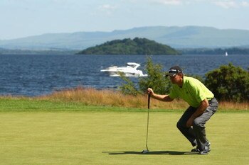 LUSS, SCOTLAND - JULY 11:  Retief Goosen of South Africa lines up a putt on the 7th green during the Third Round of The Barclays Scottish Open at Loch Lomond Golf Club on July 11, 2009 in Luss, Scotland.  (Photo by Richard Heathcote/Getty Images)