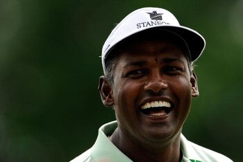 FARMINGDALE, NY - JUNE 17:  Vijay Singh of Fiji waits on the practice ground during the third day of previews to the 109th U.S. Open on the Black Course at Bethpage State Park on June 17, 2009 in Farmingdale, New York.  (Photo by Sam Greenwood/Getty Image
