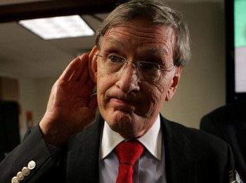 SAN FRANCISCO - JULY 24:  Major League Baseball commissioner Bud Selig speaks to reporters during the Major League Baseball game with the San Francisco Giants and the Atlanta Braves at AT&T Park July 24, 2007 in San Francisco, California.  (Photo by Justi