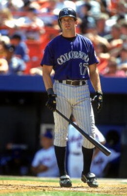 17 Aug 2000: Todd Helton #17 of the Colorado Rockies walks to the plate as he looks to the stands during the game against the New York Mets at Shea Stadium in Flushing, New York. The Mets defeated the Rockies 2-1.Mandatory Credit: Jamie Squire  /Allsport