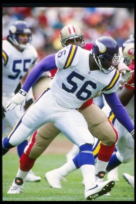 3 Oct 1993:  Linebacker Chris Doleman of the Minnesota Vikings moves down the field during a game against the San Francisco 49ers at Candlestick Park in San Francisco, California.  The 49ers won the game, 38-19. Mandatory Credit: Otto Greule Jr.  /Allspor