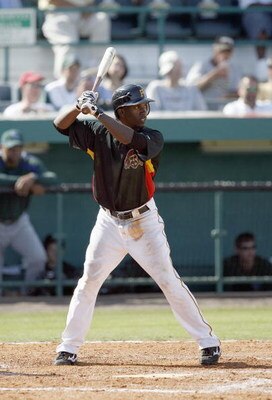 BRADENTON, FL - MARCH 8: Andrew McCutchen #76 of the Pittsburgh Pirates stands ready at bat during a Spring Training game against the Tampa Bay Devil Rays on March 8, 2007 at McKechnie Field in Bradenton, Florida. Pittsburgh won the game 5-2. (Photo by Gr
