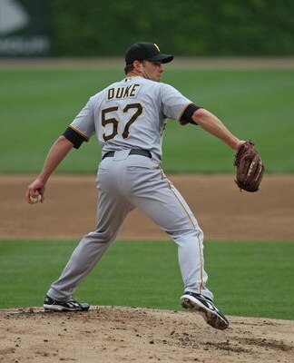 CHICAGO - MAY 27: Starting pitcher Zach Duke #57 of the Pittsburgh Pirates delivers the ball against the Chicago Cubs on May 27, 2009 at Wrigley Field in Chicago, Illinois. The Cubs defeated the Pirates 5-2.  (Photo by Jonathan Daniel/Getty Images)