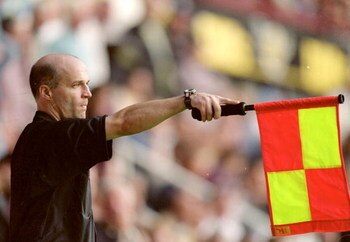 30 Sep 2000:  Referee's Assistant gives an offside decision during the FA Carling Premier League match between West Ham United and Bradford City played at Upton Park in London. The game finished in a 1-1 draw. \ Mandatory Credit: Phil Cole /Allsport