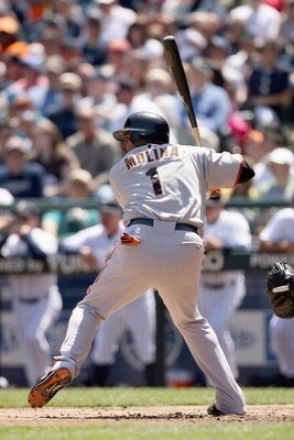 SEATTLE  - MAY 24:  Bengie Molina #1 of the San Francisco Giants gets ready at bat during the game against the Seattle Mariners on May 24, 2009 at Safeco Field in Seattle, Washington. (Photo by Otto Greule Jr/Getty Images)   