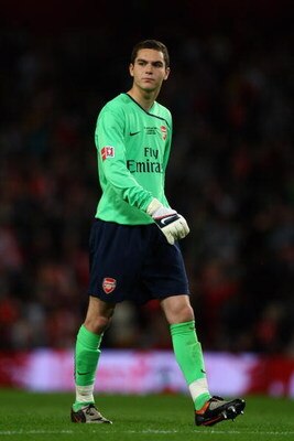 LONDON, ENGLAND - MAY 22:  James Shea, Arsenal goalkeeper looks on during the FA Youth Cup Final 1st Leg match between Arsenal and Liverpool at The Emirates Stadium on May 22, 2009 in London, England.  (Photo by Julian Finney/Getty Images)