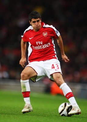 LONDON - SEPTEMBER 23:  Fran Merida of Arsenal in action during the Carling Cup Third Round match between Arsenal and Sheffield United at the Emirates Stadium on September 23, 2008 in London, England.  (Photo by Phil Cole/Getty Images)