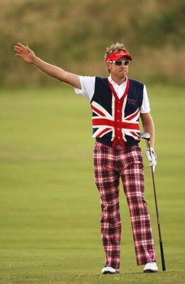 TURNBERRY, SCOTLAND - JULY 16:  Ian Poulter of England gestures during round one of the 138th Open Championship on the Ailsa Course, Turnberry Golf Club on July 16, 2009 in Turnberry, Scotland.  (Photo by Andrew Redington/Getty Images)