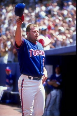5 Jul 1998:  Pitcher Roger Clemens #21 of the Toronto Blue Jays celebrates during a game against the Tampa Bay Devil Rays at the Sky Dome in Toronto, Canada.  The Blue Jays defeated the Devil Rays 2-1. Mandatory Credit: Rick Stewart  /Allsport