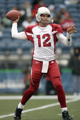 SEATTLE - DECEMBER 9: Tim Rattay #12 of the Arizona Cardinals passes the ball before the game against the Seattle Seahawks at Qwest Field December 9, 2007 in Seattle, Washington. The Seahawks defeated the Cardinals 42-21. (Photo by Otto Greule Jr/Getty Im