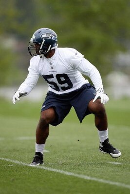 RENTON, WA - MAY 2:  Aaron Curry #59 of the Seattle Seahawks runs drills during minicamp at the Seahawks training facility on May 2, 2009 in Renton, Washington. (Photo by Otto Greule Jr/Getty Images) 