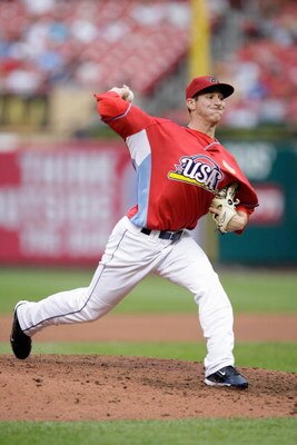 ST. LOUIS, MO - JULY 12: U.S. Futures All-Star Jarrod Parker of the Arizona Diamondbacks pitches during the 2009 XM All-Star Futures Game at Busch Stadium on July 12, 2009 in St. Louis, Missouri. (Photo by Jamie Squire/Getty Images)
