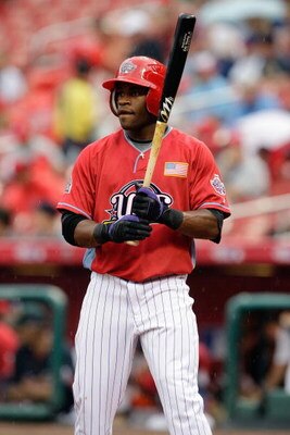 ST. LOUIS, MO - JULY 12: U.S. Futures All-Star Eric Young of the Colorado Rockies steps to the plate during the 2009 XM All-Star Futures Game at Busch Stadium on July 12, 2009 in St. Louis, Missouri. (Photo by Jamie Squire/Getty Images)
