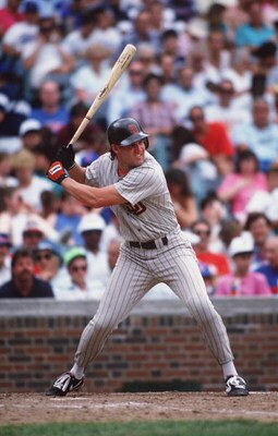 1990:  SHAWN ABNER OF THE SAN DIEGO PADRES AT BAT. Mandatory Credit: ALLSPORT/ALLSPORT