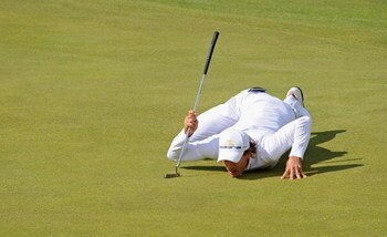 TURNBERRY, SCOTLAND - JULY 19:  Camilo Villegas of Colombia lines up a putt during the final round of the 138th Open Championship on the Ailsa Course, Turnberry Golf Club on July 19, 2009 in Turnberry, Scotland.  (Photo by Harry How/Getty Images)