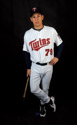FORT MYERS, FL - FEBRUARY 23: Danny Valencia #79 of the Minnesota Twins poses during photo day at the Twins spring training complex on February 23, 2008 in Fort Myers, Florida. (Photo by Rob Tringali/Getty Images)