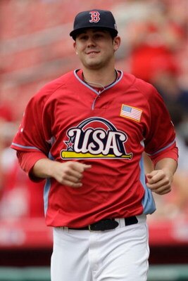 ST LOUIS, MO - JULY 12:  U.S. Futures All-Star Casey Kelly of the Boston Red Sox takes the field during the 2009 XM All-Star Futures Game at Busch Stadium on July 12, 2009 the in St. Louis, Missouri.  (Photo by Jamie Squire/Getty Images)