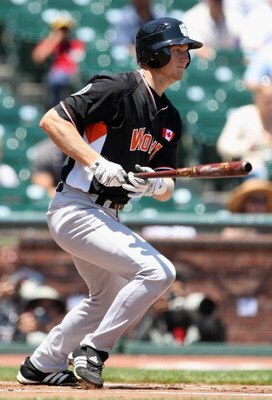SAN FRANCISCO - JULY 08:  World Team All-Star Michael Saunders of the Seattle Mariners bats against the USA Team during the XM Satellite Radio All-Star Futures Game at AT&T Park on July 8, 2007 in San Francisco, California.  (Photo by Jed Jacobsohn/Getty 