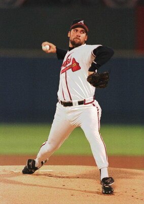 9 Oct 1996:  Pitcher John Smoltz of the Atlanta Braves winds up to throw a pitch during the Braves versus St. Louis Cardinals game 1 of the National League Championship Series at Fulton County Stadium in Atlanta, Georgia.  Mandatory Credit: Jonathan Danie