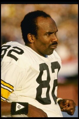 16 Dec 1984:  Wide receiver John Stallworth of the Pittsburgh Steelers looks on during a game against the Los Angeles Raiders at the Los Angeles Memorial Coliseum in Los Angeles, California.  The Steelers won the game, 13-7. Mandatory Credit: Rick Stewart