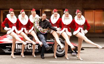 NEW YORK - MAY 26:  Indy 500 winner and reality TV personality Helio Castroneves celebrates his Indy 500 win with the Rockettes at Radio City Music Hall on May 26, 2009 in New York City.  (Photo by Jemal Countess/Getty Images)