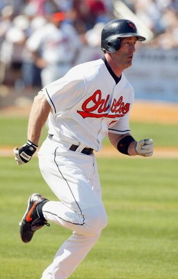 FORT LAUDERDALE, FL - MARCH 13:  Designated hitter B.J. Surhoff #17 of the Baltimore Orioles runs the bases during the Spring Training game against the New York Mets on March 13, 2004 in Fort Lauderdale, Florida. The Mets won 7-1. (Photo by Donald Miralle