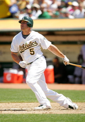 OAKLAND, CA - JUNE 28: Matt Holliday #5 of the Oakland Athletics bats against the Colorado Rockies at the Oakland Coliseum on June 28, 2009 in Oakland, California. (Photo by Ezra Shaw/Getty Images)