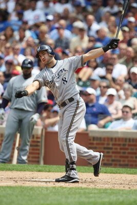 CHICAGO - JULY 03:  Ryan Braun #8 of the Milwaukee Brewers at bat against the Chicago Cubs during their MLB game on July 3, 2009 at Wrigley Field in Chicago, Illinois. (Photo by Jonathan Daniel/Getty Images) 