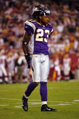 LANDOVER, MD - SEPTEMBER 11:  Cedric Griffen #23 of the Minnesota Vikings stands on the field while playing the Washington Redskins during the first Monday Night Football game of the season on September 11, 2006 at FedEx Field in Landover, Maryland.  (Pho
