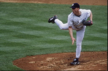 14 Jun 1998: David Cone #36 of the New York Yankees in action during a game against the Cleveland Indians at Yankee Stadium in the Bronx, New York. The Yankees defeated the Indians 4-2.