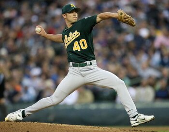 SEATTLE - APRIL 04:  Starting pitcher Rich Harden #40 of the Oakland A's pitches against the Seattle Mariners on April 4, 2007 at Safeco Field in Seattle, Washington. (Photo by Otto Greule Jr/Getty Images)