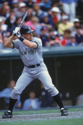 26 May 2001:  Scott Brosius #18 of the New York Yankees at bat during the game against the Cleveland Indians at Jacobs Field in Cleveland, Ohio. The Yankees defeated the Indians 12-5.Mandatory Credit: Tom Pigeon  /Allsport