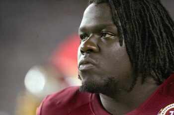 PHILADELPHIA - SEPTEMBER 17:  Stephon Heyer #74 of the Washington Redskins looks on during the game against the Philadelphia Eagles at Lincoln Financial Field on September 17, 2007  in Philadelphia, Pennsylvania. (Photo by: Chris McGrath/Getty Images)
