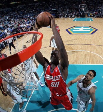 NEW ORLEANS - JANUARY 18:  Emeka Okafor #50 of the Charlotte Bobcats dunks the ball against the New Orleans Hornets at the New Orleans Arena January 18, 2008 in New Orleans, Louisiana. The Hornets defeated the Bobcats 112-84. NOTE TO USER: User expressly 
