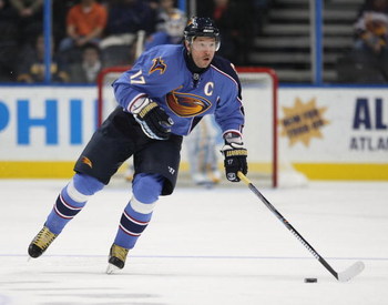 ATLANTA - FEBRUARY 06: Ilya Kovalchuk #17 of the Atlanta Thrashers skates against the New Jersey Devils on February 6, 2009 at the Philips Arena in Atlanta, Georgia. (Photo by Bruce Bennett/Getty Images)