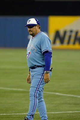 TORONTO - APRIL 4:  First base coach Ernie Whitt of the Toronto Blue Jays watches the action during the game against the Boston Red Sox at Rogers Centre on April 4, 2008 in Toronto, Ontario. (Photo by Dave Sandford/Getty Images)