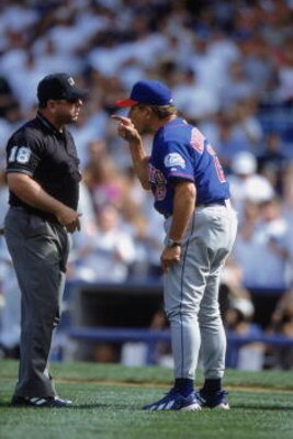 22 Jul 2001:  Buck Martinez #13 of the Toronto Blue Jays yelling at the Umpire Charlie Reliford during the game against the New York Yankees at the Yankee Stadium in the Bronx, New York. The Yankees defeated the Blue Jays 7-3.Mandatory Credit: Ezra O. Sha