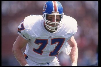 8 Sep 1991:  Defensive lineman Karl Mecklenburg of the Denver Broncos looks on during a game against the Los Angeles Raiders at the Coliseum in Los Angeles, California.  The Raiders won the game, 16-13. Mandatory Credit: Stephen Dunn  /Allsport