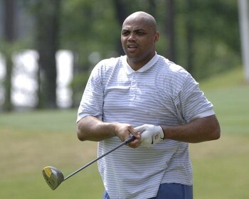 UNITED STATES - MAY 04:  Charles Barkley drives from the fifth tee during the Regions Charity Classic Charter Communications Pro-Am at Robert Trent Jones Golf Trail at Ross Bridge in Birmingham Alabama on May 4, 2006.  (Photo by Al Messerschmidt/Getty Ima