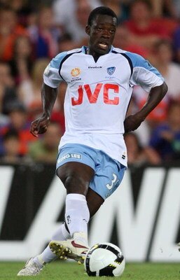 BRISBANE, AUSTRALIA - JANUARY 17:  Kofi Danning of Sydney in action during the round 20 A-League match between the Queensland Roar and Sydney FC on January 17, 2009 in Brisbane, Australia. (Photo by Bradley Kanaris/Getty Images)