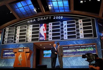 NEW YORK - JUNE 25:  NBA Commissioner David Stern poses for a photograph with the sixth overall draft pick by the Minnesota Timberwolves,  Jonny Flynn during the 2009 NBA Draft at the Wamu Theatre at Madison Square Garden June 25, 2009 in New York City. N