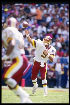 4 Sep 1994:  Quarterback Heath Shuler of the Washington Redskins passes the ball during a game against the Seattle Seahawks at RFK Stadium in Washington, D. C.  The Seahawks won the game, 28-7. Mandatory Credit: Doug Pensinger  /Allsport