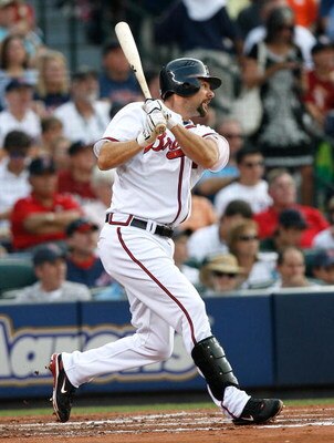 ATLANTA - JUNE 26:  Casey Kotchman #22 of the Atlanta Braves against the New York Yankees at Turner Field on June 25, 2009 in Atlanta, Georgia.  (Photo by Kevin C. Cox/Getty Images)