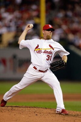 ST. LOUIS, MO - JULY 14:  National League All-Star Ryan Franklin of the St. Louis Cardinals pitches during the 2009 MLB All-Star Game at Busch Stadium on July 14, 2009 in St Louis, Missouri. (Photo by Jamie Squire/Getty Images)